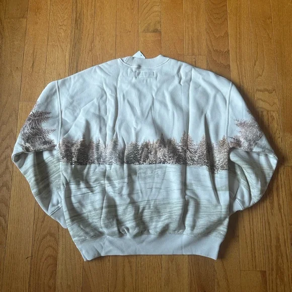 NWT Abercrombie Budweiser Holiday Greetings Crewneck Sweater - Cream and Brown - Picture 2 of 5